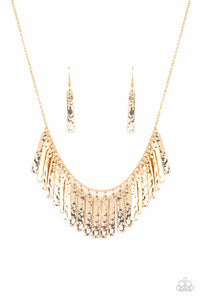 Paparazzi "Metallic Muse" Gold Necklace & Earrings Set Paparazzi Jewelry