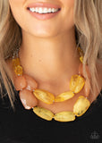 Paparazzi "Gives Me Chills" Yellow Crystal Like Bead Silver Necklace & Earring Set Paparazzi Jewelry