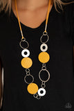 Paparazzi "Sooner Or Leather!" Yellow Necklace & Earring Set Paparazzi Jewelry