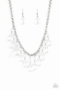 Paparazzi VINTAGE VAULT "Crystal Enchantment" White Necklace & Earring Set Paparazzi Jewelry