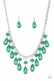 Paparazzi VINTAGE VAULT "Crystal Enchantment" Green Necklace & Earring Set Paparazzi Jewelry