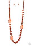 Paparazzi "Malibu Masterpiece" Brown Faceted Bead Black Cord Necklace & Earring Set Paparazzi Jewelry