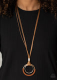 Paparazzi "Elliptical Essence" Brown Necklace & Earring Set Paparazzi Jewelry
