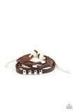 Paparazzi "Solo Quest" Brown Leather Silver Accent Knot Bracelet Paparazzi Jewelry