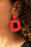 Paparazzi "Beaded Bella" Red Post Earrings Paparazzi Jewelry