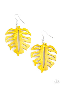 Paparazzi "Shake your PALM PALMS" Yellow Wooden Earrings Paparazzi Jewelry