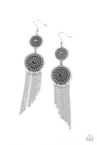 Paparazzi "Medallion Mecca" Silver Earrings Paparazzi Jewelry