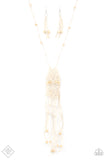 Paparazzi "Macrame Majesty" FASHION FIX White Necklace & Earring Set Paparazzi Jewelry