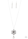 Paparazzi "Ready, Set, GROW!" Silver Floral Pendant Lanyard Necklace & Earring Set Paparazzi Jewelry