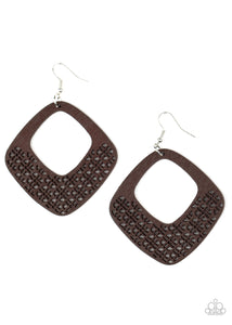 Paparazzi VINTAGE VAULT "WOOD You Rather" Brown Earrings Paparazzi Jewelry