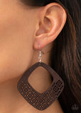 Paparazzi VINTAGE VAULT "WOOD You Rather" Brown Earrings Paparazzi Jewelry