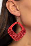Paparazzi "WOOD You Rather" Red Earrings Paparazzi Jewelry