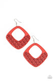 Paparazzi "WOOD You Rather" Red Earrings Paparazzi Jewelry
