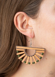 Paparazzi "Wooden Wonderland" Green Earrings Paparazzi Jewelry