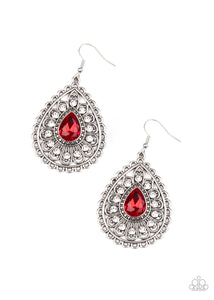 Paparazzi "Eat, Drink, and BEAM Merry" Red Earrings Paparazzi Jewelry