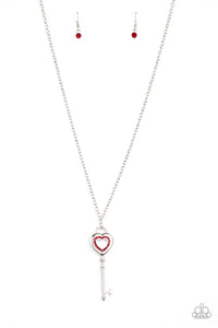 Paparazzi "Unlock Your Heart" Red Necklace & Earring Set Paparazzi Jewelry