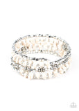 Paparazzi "Rockin Renegade" White Stone Coil Bracelet Paparazzi Jewelry