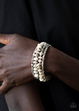 Paparazzi "Rockin Renegade" White Stone Coil Bracelet Paparazzi Jewelry