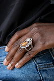 Paparazzi "Palm Princess" Orange Stone Silver Palm Feather Design Ring Paparazzi Jewelry