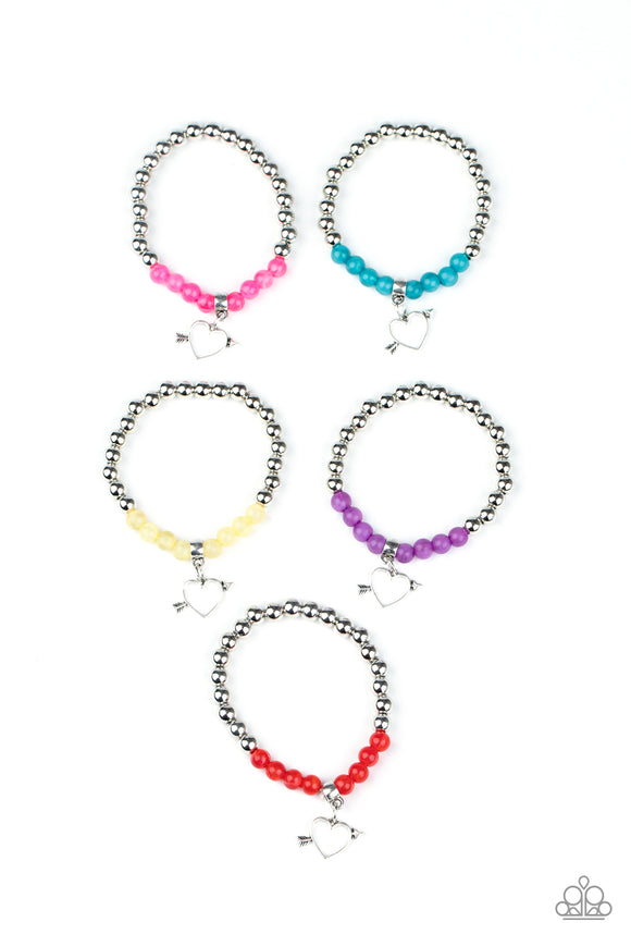 Girl's Starlet Shimmer 10 for $10 236XX Multi Color and Silver Bead Heart Arrow Charm Bracelets Paparazzi Jewelry