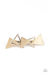 Paparazzi "Know All The Triangles" Gold Hair Clip Paparazzi Jewelry