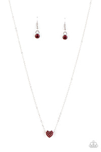 Paparazzi "Hit Em Where It HEARTS" Red Necklace & Earring Set Paparazzi Jewelry