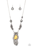 Paparazzi VINTAGE VAULT "Ruler Of The Roost" Yellow Necklace & Earring Set Paparazzi Jewelry
