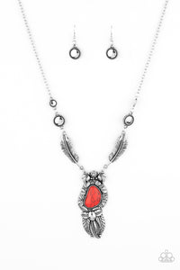 Paparazzi "Ruler Of The Roost" Red Necklace & Earring Set Paparazzi Jewelry