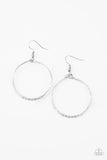 Paparazzi "Colorfully Curvy" White Bead Silver Hoop Earrings Paparazzi Jewelry