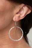 Paparazzi "Colorfully Curvy" White Bead Silver Hoop Earrings Paparazzi Jewelry