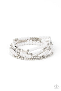 Paparazzi "BEAD Between The Lines" White Bracelet Paparazzi Jewelry