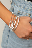 Paparazzi "BEAD Between The Lines" White Bracelet Paparazzi Jewelry