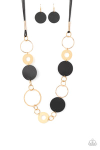 Paparazzi "Sooner Or Leather!" Black Necklace & Earring Set Paparazzi Jewelry