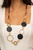 Paparazzi "Sooner Or Leather!" Black Necklace & Earring Set Paparazzi Jewelry