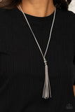 Paparazzi "Hold My Tassel" Silver Necklace & Earring Set Paparazzi Jewelry