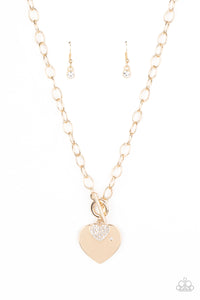 Paparazzi "Heart-Stopping Sparkle" Gold Necklace & Earring Set Paparazzi Jewelry