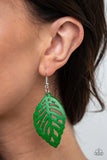 Paparazzi "LEAF Em Hanging" Green Earrings Paparazzi Jewelry