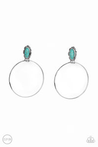 Paparazzi "At Long LASSO" Blue Stone Silver Hoop Clip On Earrings Paparazzi Jewelry