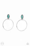 Paparazzi "At Long LASSO" Blue Stone Silver Hoop Clip On Earrings Paparazzi Jewelry