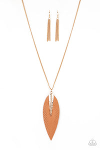 Paparazzi "QUILL Quest" Gold Necklace & Earring Set Paparazzi Jewelry