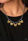 Paparazzi "Heart On Your Heels" Yellow Necklace & Earring Set Paparazzi Jewelry