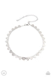 Paparazzi "Playing Heart To Get" Silver Choker Necklace & Earring Set Paparazzi Jewelry