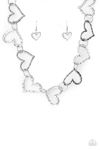 Paparazzi "Vintagely Valentine" Silver Necklace & Earring Set Paparazzi Jewelry