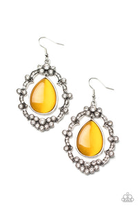 Paparazzi "Icy Eden" Yellow Cats Eye Earrings Paparazzi Jewelry