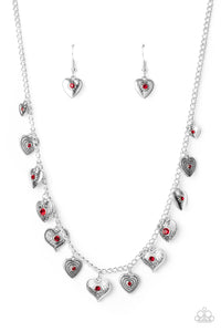Paparazzi "Lovely Lockets" Red Necklace & Earring Set Paparazzi Jewelry