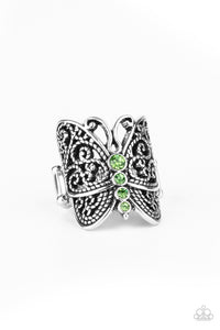 Paparazzi "Butterfly Bling" Green Ring Paparazzi Jewelry