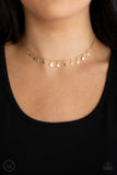 Paparazzi "Ready, Set, Disco” Gold Choker Necklace & Earring Set Paparazzi Jewelry