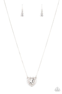 Paparazzi "Out OF The GLITTERY-Ness Of Your Heart" White Necklace & Earring Set Paparazzi Jewelry