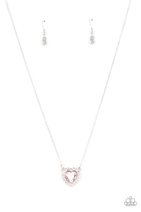 Paparazzi "Out OF The GLITTERY-Ness Of Your Heart" Pink Necklace & Earring Set Paparazzi Jewelry