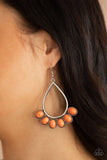 Paparazzi "Stone Sky" Orange Stone Silver Teardrop Hoop Earrings Paparazzi Jewelry